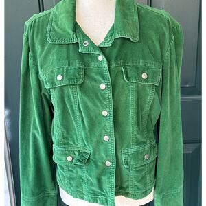 A.M.I. Kelly Green Corduroy Jacket Women’s M Snap Button Fall Layering Coat